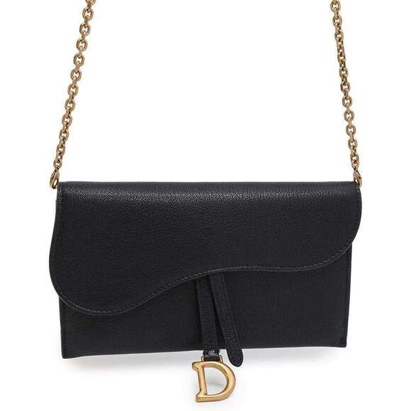 Dior Handbags - Christian Dior Chain Wallet Saddle Long Leather Black